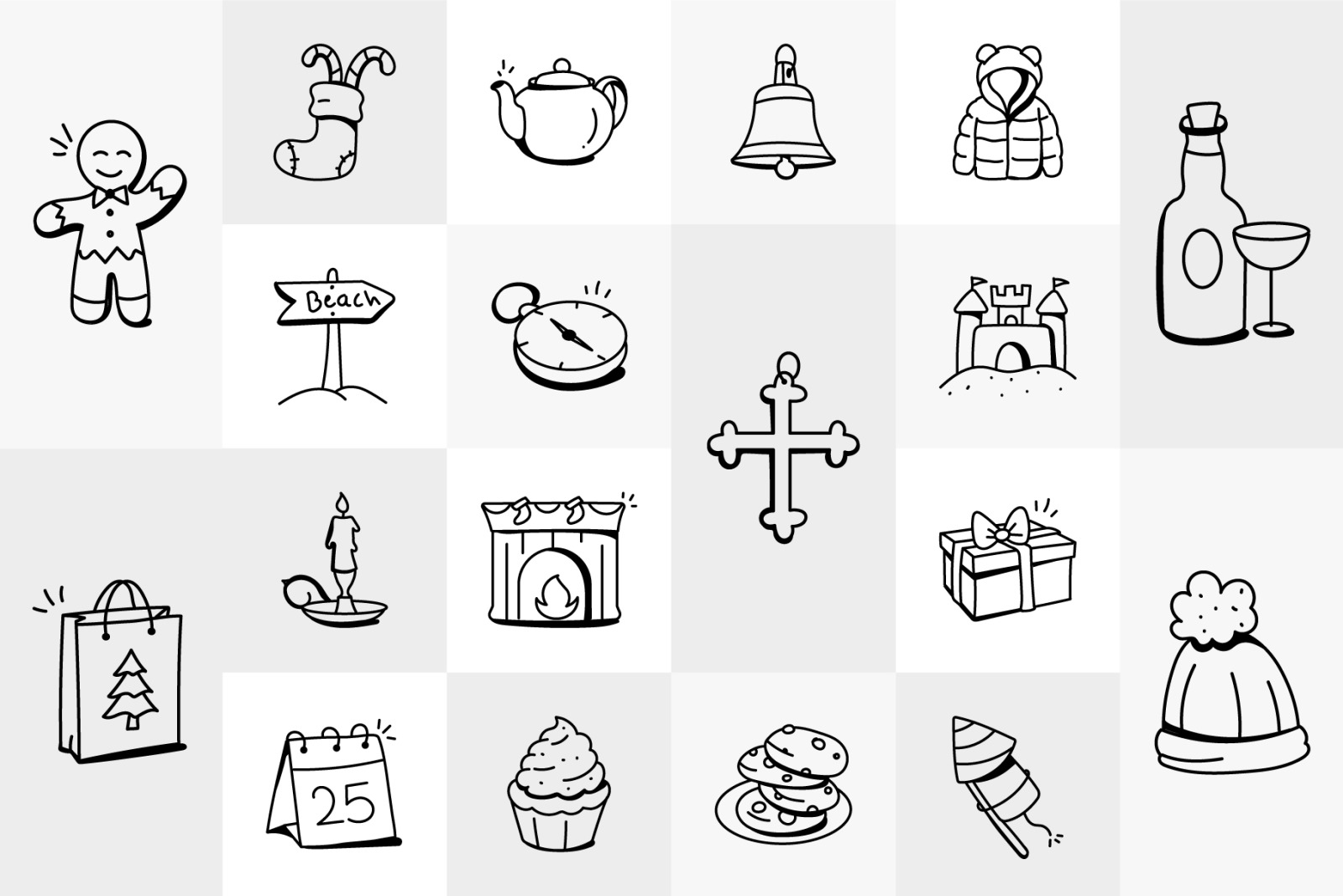 Hand Drawn Seasonal Holidays Icons