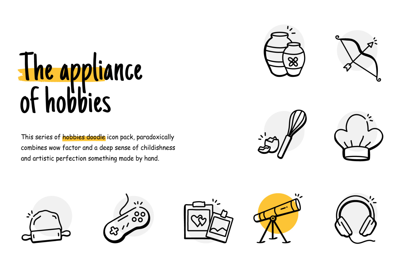 Hand Drawn Hobbies Icons Hand Drawn Hobbies Icons
