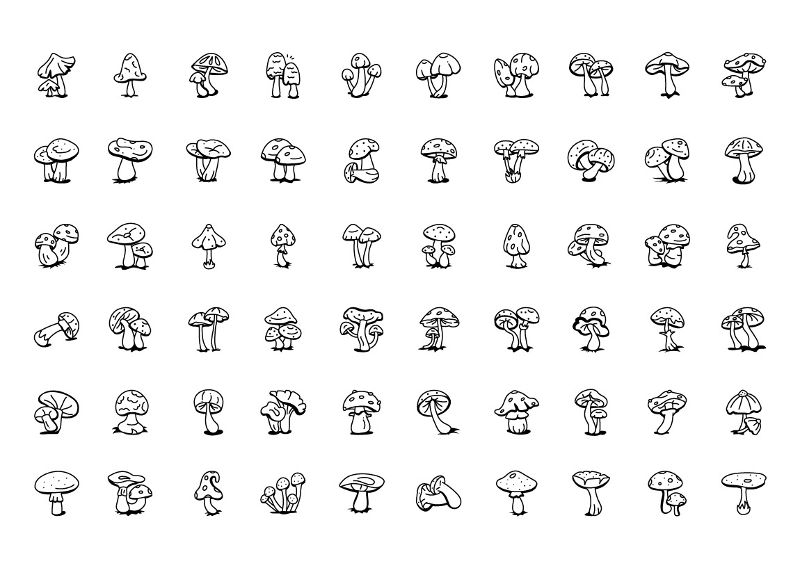 Hand Drawn Mushroom Icons Hand Drawn Mushroom Icons