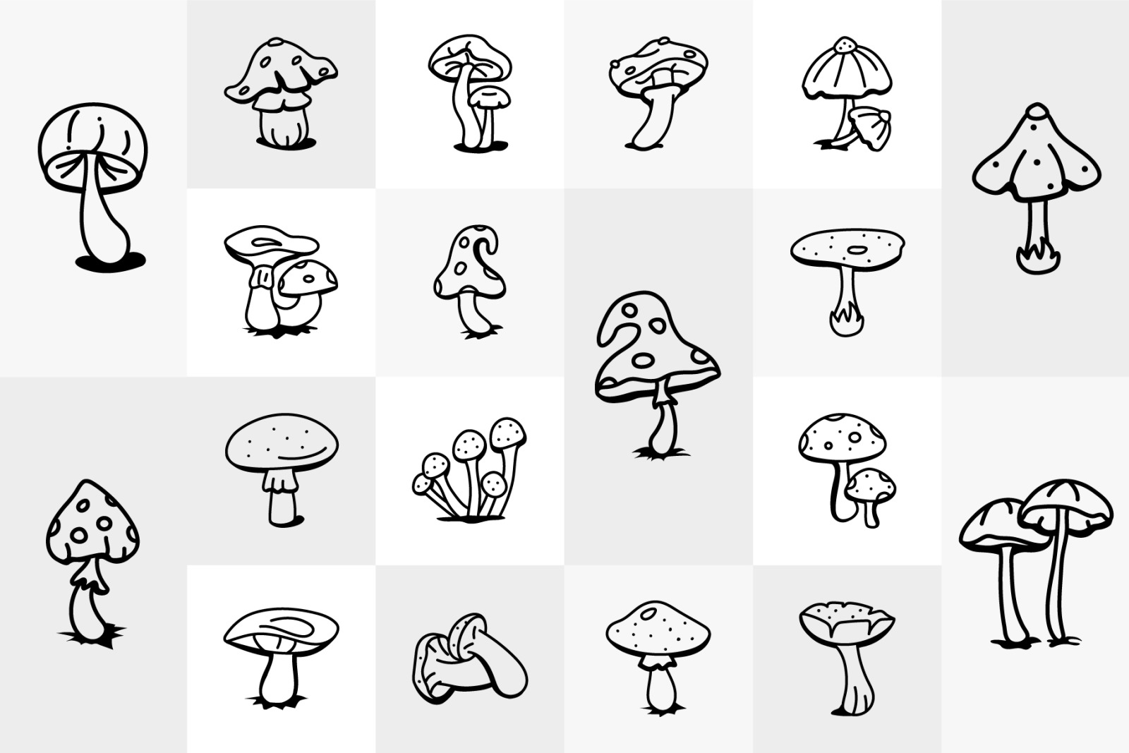 Hand Drawn Mushroom Icons Hand Drawn Mushroom Icons