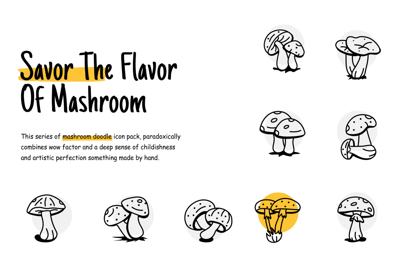 Hand Drawn Mushroom Icons Hand Drawn Mushroom Icons