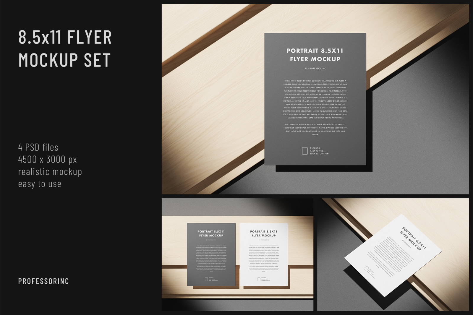 Portrait 8.5x11 Flyer Mockup Set Portrait 8.5x11 Flyer Mockup Set