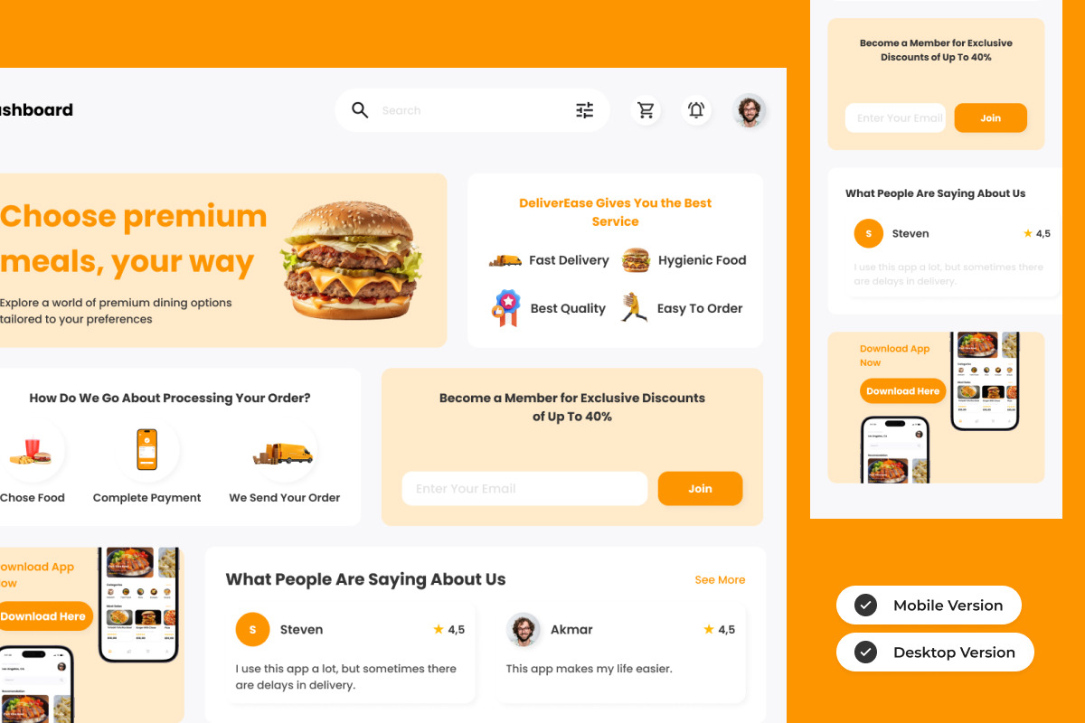 DeliverEase - Food Delivery Dashboard V1