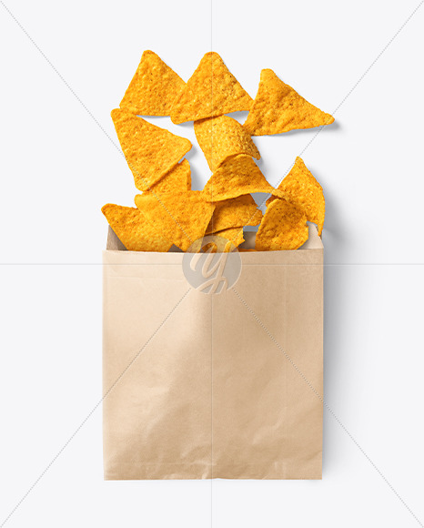 Kraft Paper Bag with Nachos Mockup