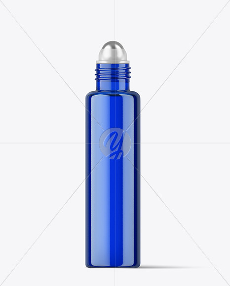 Blue Cosmetic Roll-on Bottle Mockup