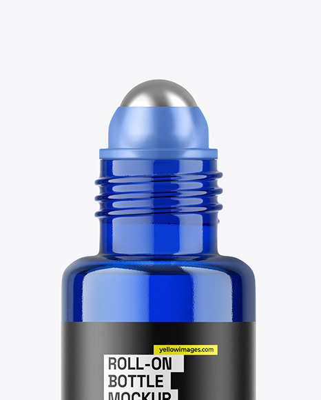 Blue Cosmetic Roll-on Bottle Mockup