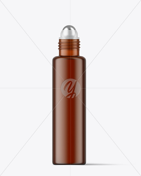 Frosted Amber Cosmetic Roll-on Bottle Mockup