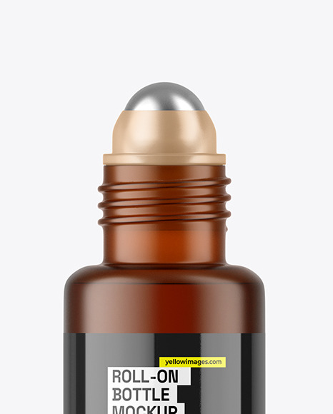 Frosted Amber Cosmetic Roll-on Bottle Mockup