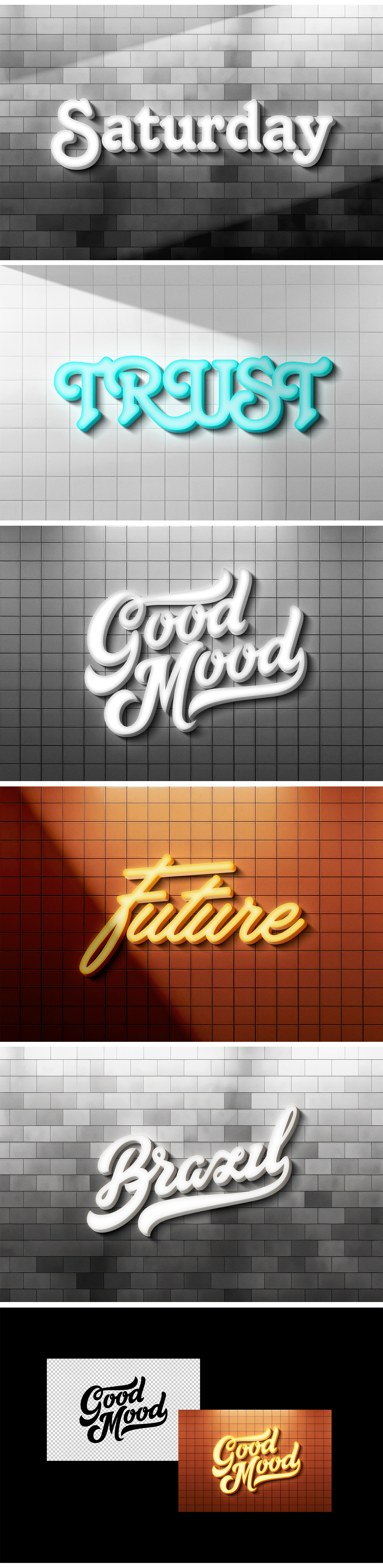 Bright Retro 3D Sign Mockups Bright Retro 3D Sign Mockups