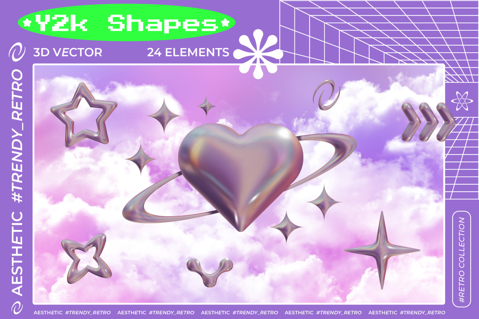 Y2k 3D Shapes Collection