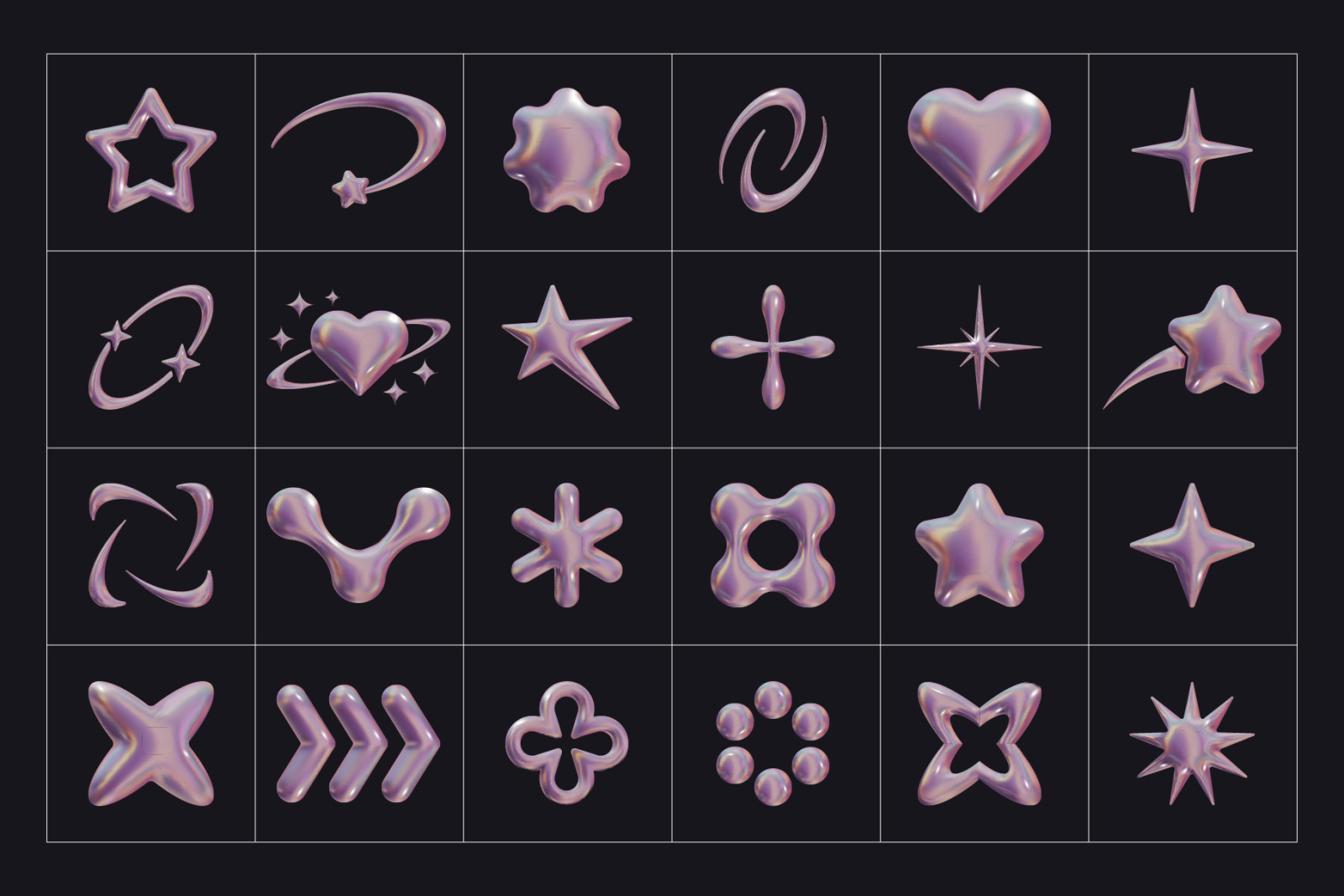 Y2k 3D Shapes Collection Y2k 3D Shapes Collection