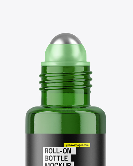 Green Cosmetic Roll-on Bottle Mockup