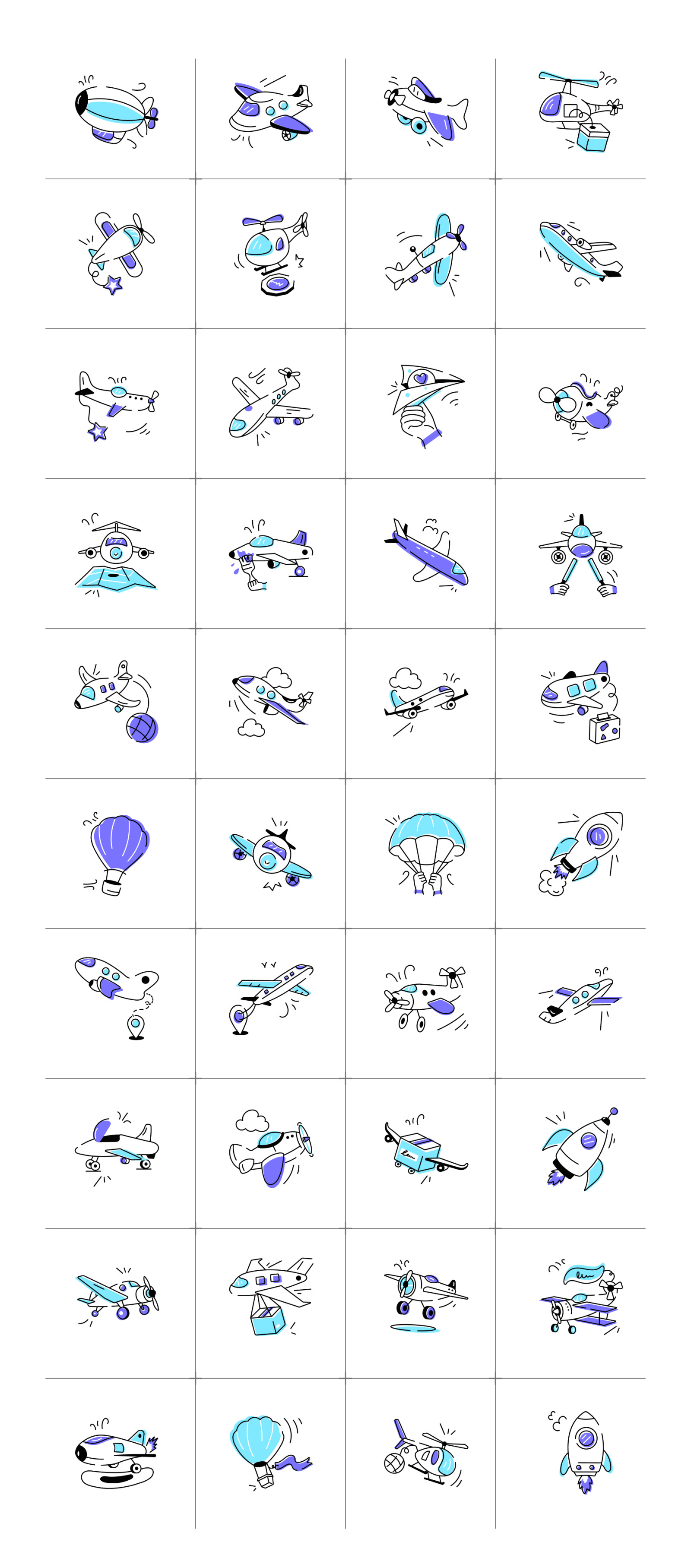 Animated Aircraft Doodle Set