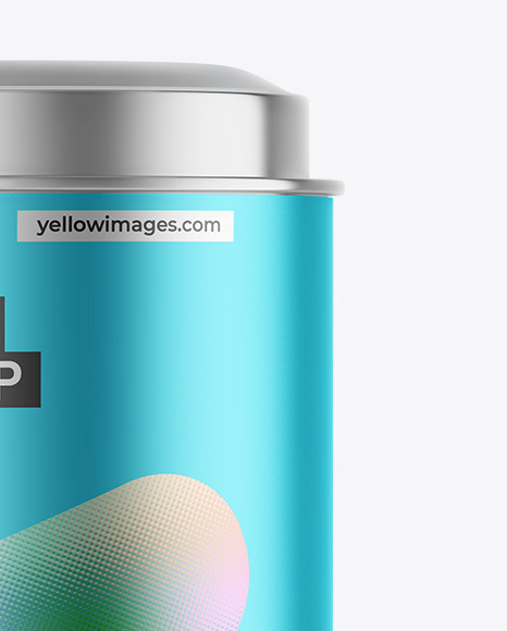 Matte Metallic Tea Tin Can Mockup