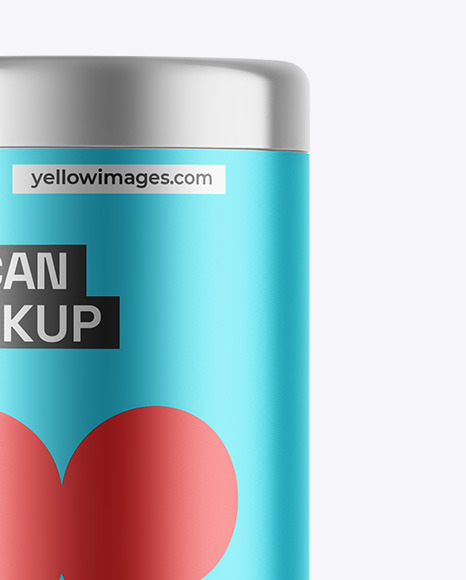 Matte Metallic Tea Tin Can Mockup