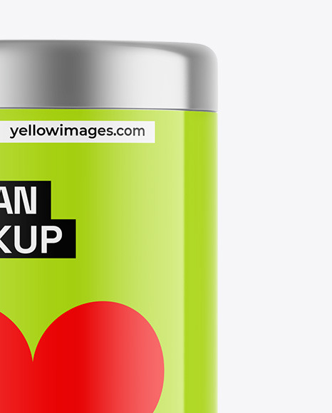 Glossy Tea Tin Can Mockup