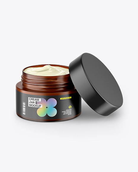 Amber Frosted Cream Jar Mockup