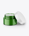 Green Glass Cream Jar Mockup