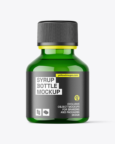 Green Syrup Bottle Mockup