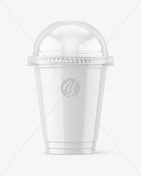 Glossy Plastic Cup w/ Transparent Cap Mockup