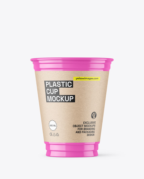 Glossy Plastic Cup w/ Transparent Cap Mockup