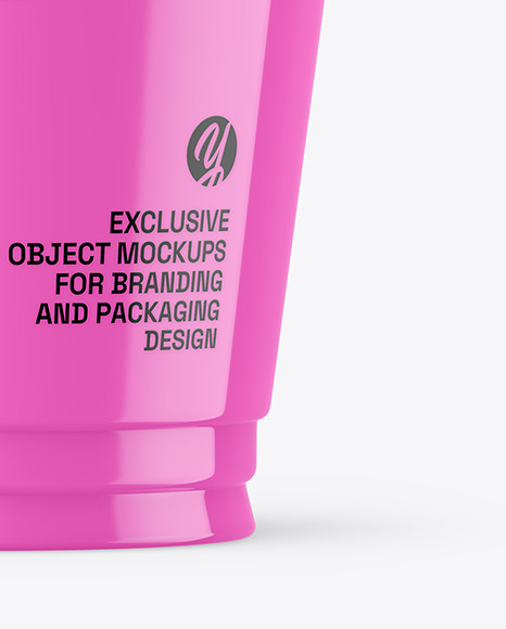 Glossy Plastic Cup w/ Transparent Cap Mockup