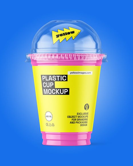 Glossy Plastic Cup w/ Transparent Cap Mockup