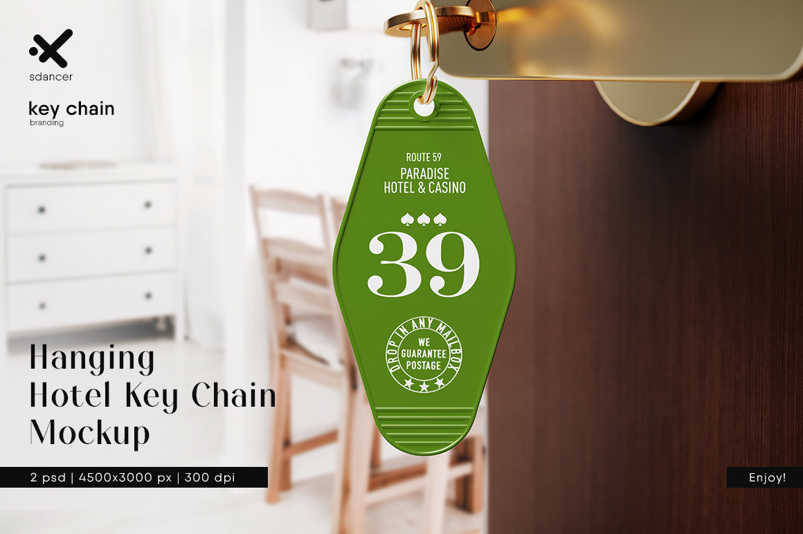 Hanging Hotel Key Chain Mockup