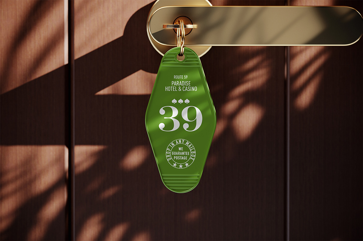 Hanging Hotel Key Chain Mockup