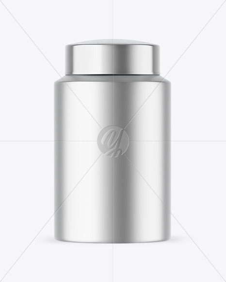 Matte Metallic Tea Tin Can Mockup