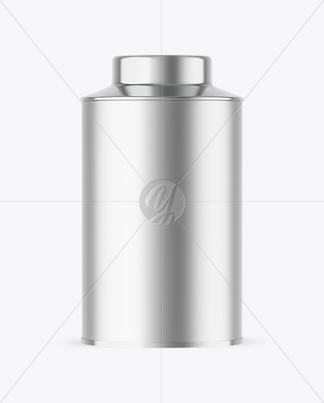 Matte Metallic Tea Tin Can Mockup