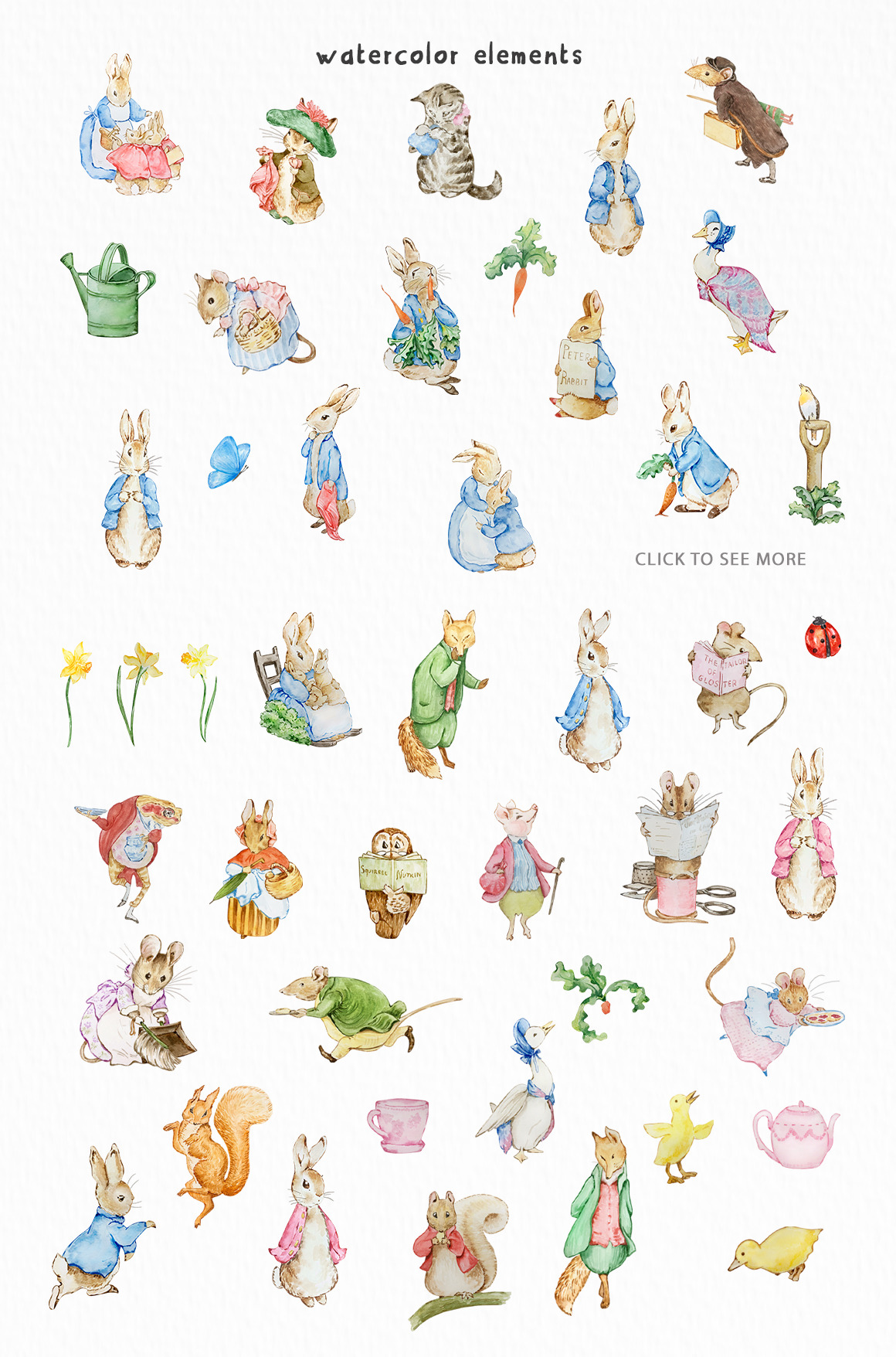 Watercolor Peter Rabbit Clipart