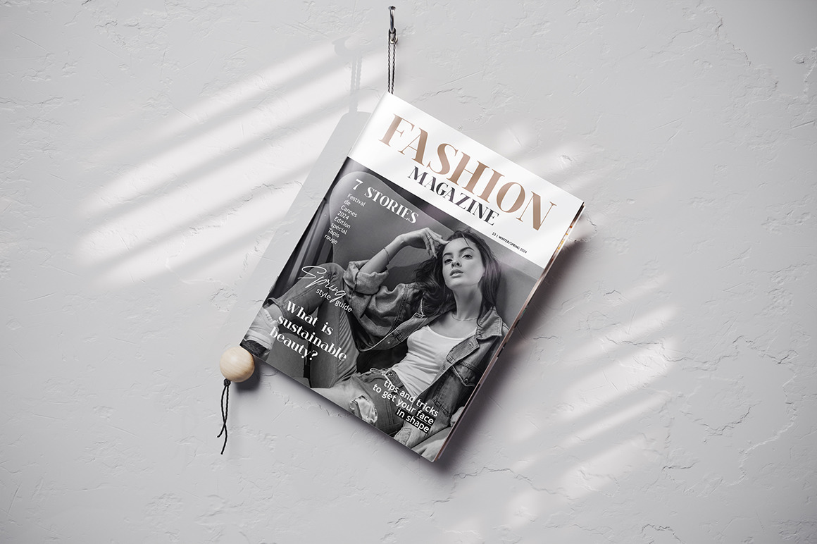 Hanging Magazine on Cord Holder Mockup Hanging Magazine on Cord Holder Mockup