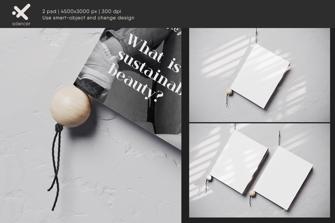 Hanging Magazine on Cord Holder Mockup Hanging Magazine on Cord Holder Mockup