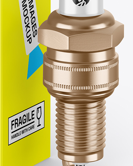 Box With Spark Plug Mockup