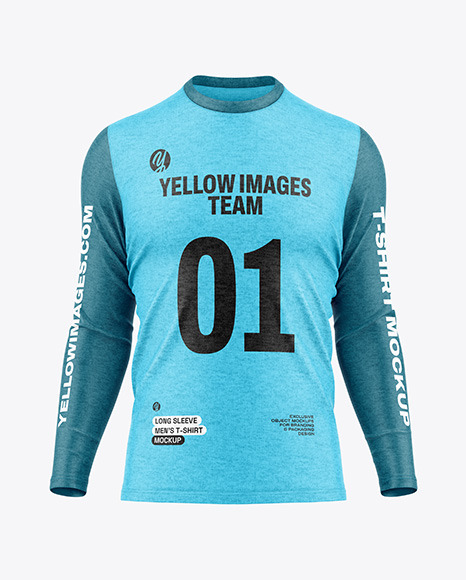 Men’s Heather Long Sleeve T-Shirt Mockup - Front View