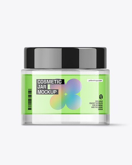 Clear Glass Cosmetic Jar Mockup