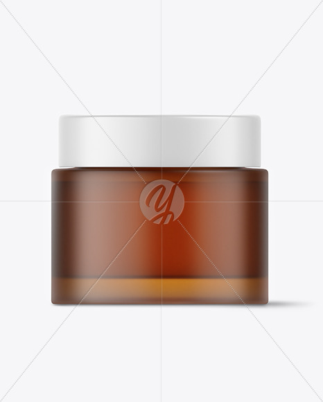 Frosted Amber Cosmetic Glass Jar Mockup