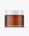 Frosted Amber Cosmetic Glass Jar Mockup