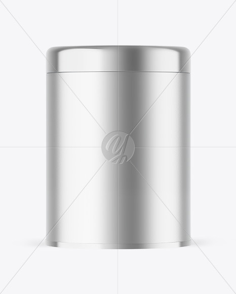 Matte Metallic Tea Tin Can Mockup