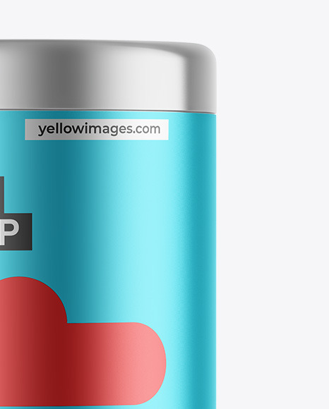 Matte Metallic Tea Tin Can Mockup