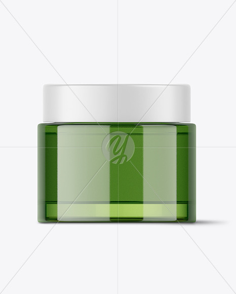 Green Glass Cosmetic Jar Mockup