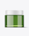 Green Glass Cosmetic Jar Mockup