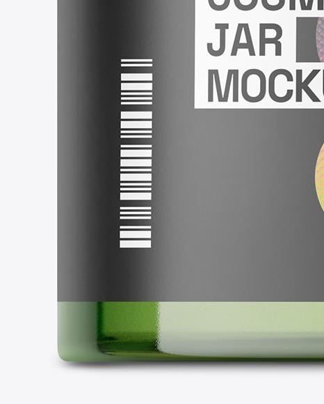 Green Glass Cosmetic Jar Mockup