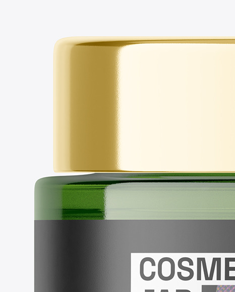 Green Glass Cosmetic Jar Mockup