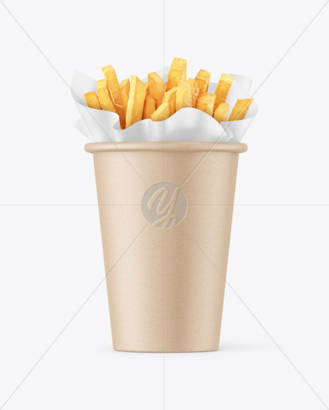 Kraft Paper Cup w/ French Fries Mockup