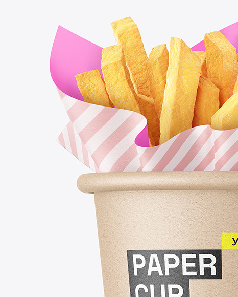 Kraft Paper Cup w/ French Fries Mockup