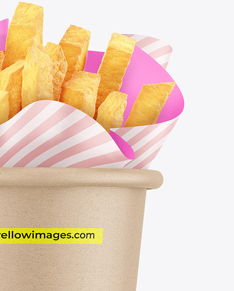 Kraft Paper Cup w/ French Fries Mockup