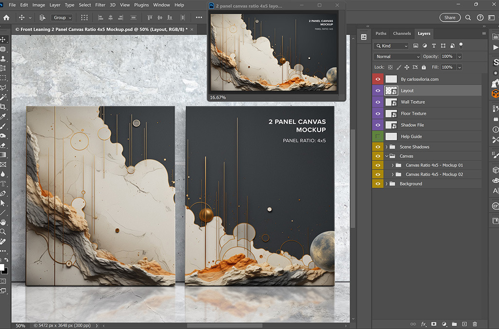 Front Leaning 2 Panel Canvas Ratio 4x5 Mockup Front Leaning 2 Panel Canvas Ratio 4x5 Mockup