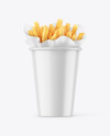 Glossy Paper Cup w/ French Fries Mockup